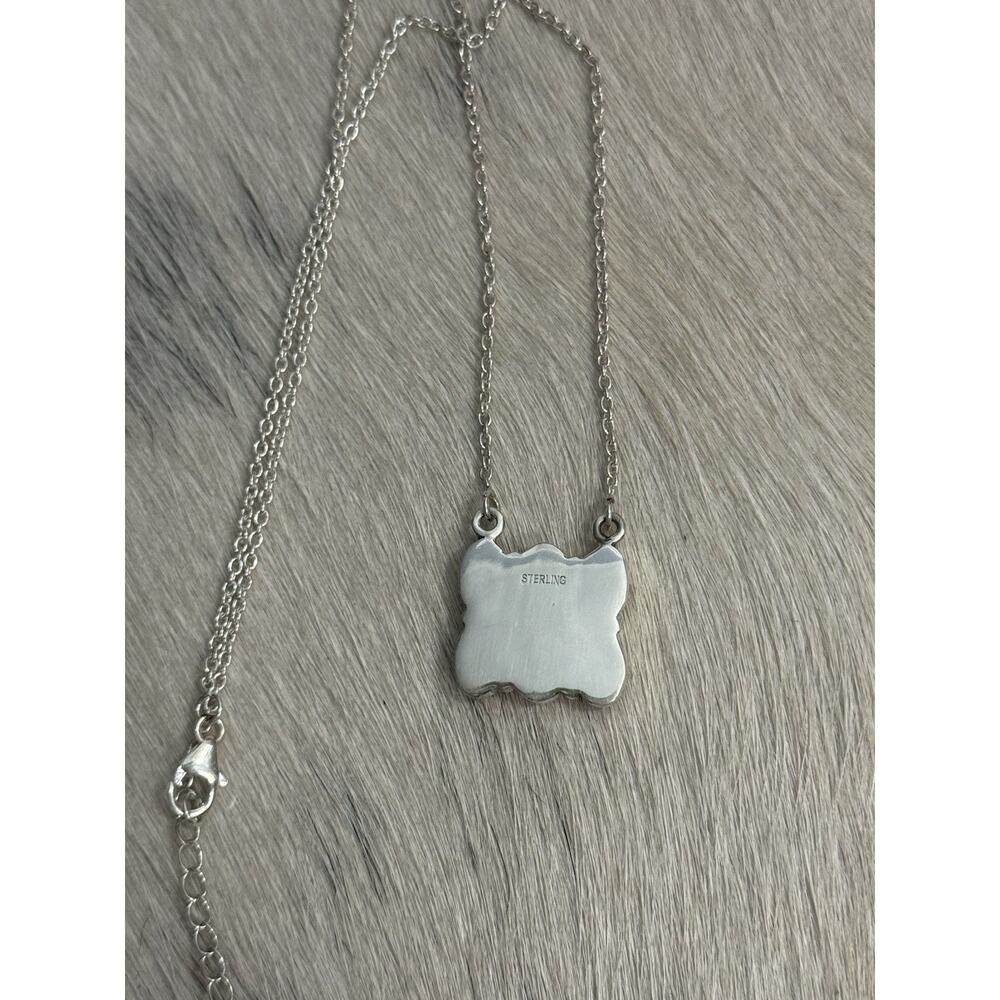 Sterling Silver 925 Pink Conch Oval Multi-Stone Six Stone Bar Necklace 16”-18” - Picture 8 of 8